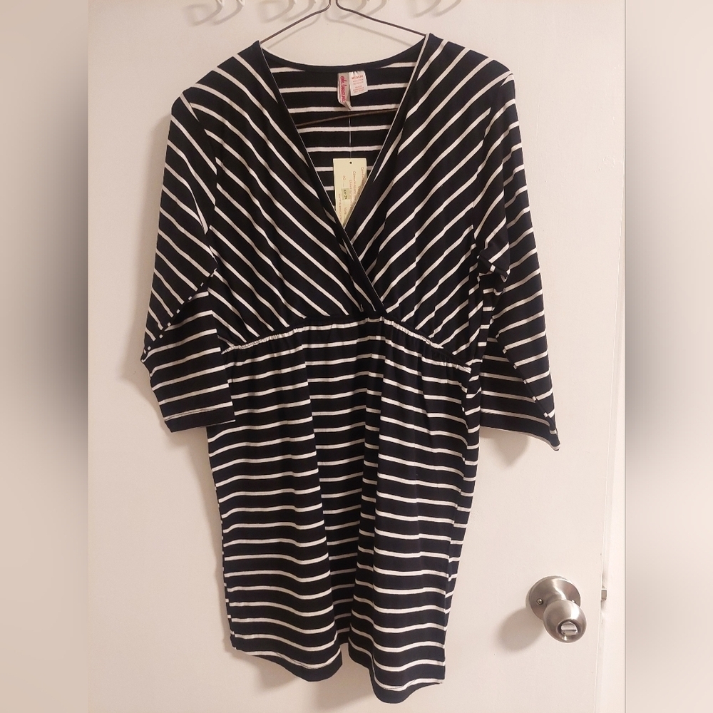 Oh! Mamma Black and White Striped Top